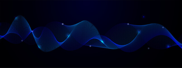 Abstract colorful flowing wave curved lines, frequency wavy sound, technology curve line background. Design used for technology, science, banner, template, wallpaper, business and many more.