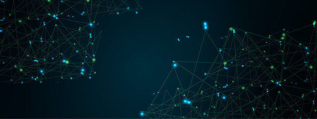 Abstract blue lines and dots connections pattern, social network communication, technology curve line background. Design used for technology, science, banner, template, business and many more. © Ahmad Araf