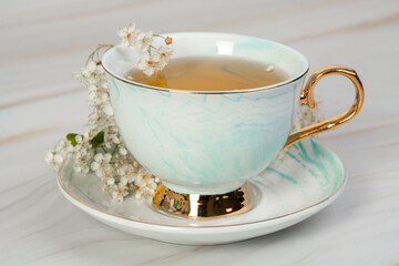 porcelain tea cups with white flowers
