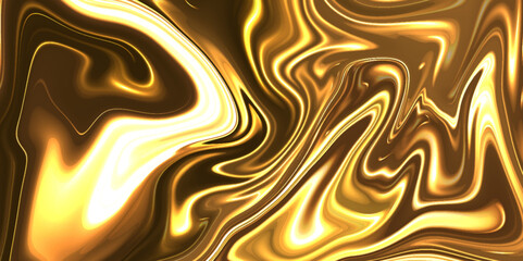 Abstract golden and chocolate fluid holographic liquid colorful background, design for banner, poster, wallpaper and many more.