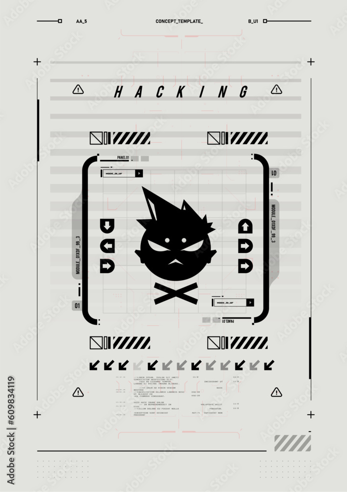 Poster cyber culture, cyberpunk futuristic poster. programming and virtual environments. hacking, modern fl