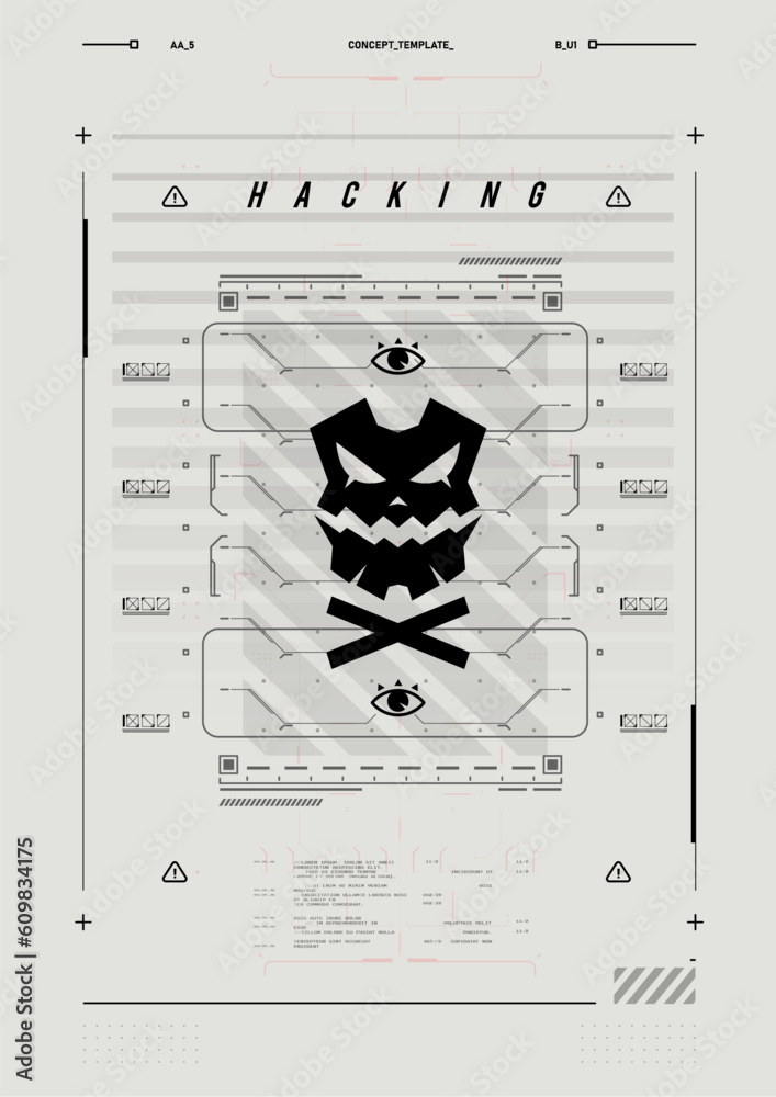 Poster cyber culture, cyberpunk futuristic poster. programming and virtual environments. hacking, modern fl