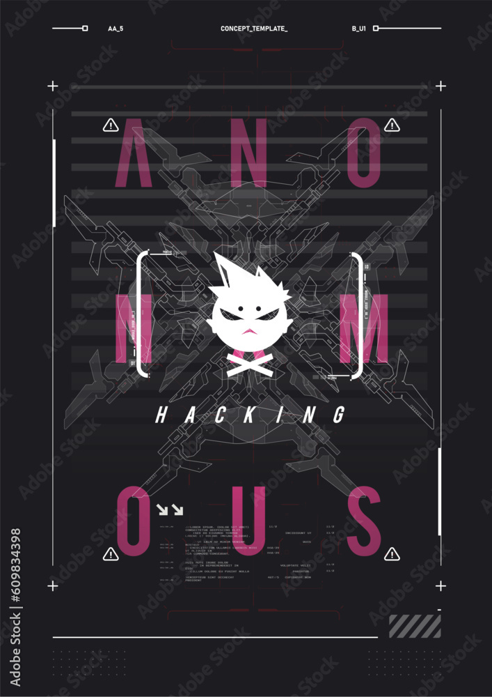Poster cyber culture, cyberpunk futuristic poster. programming and virtual environments. hacking, modern fl