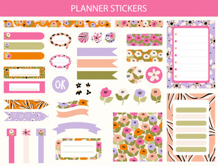 Collection of floral notes stickers