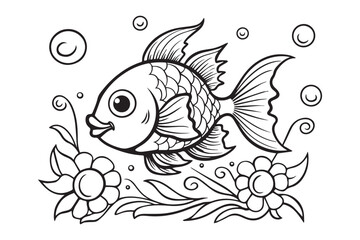 Coloring Pages for Kids, Fish Vector Coloring Pages