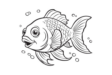 Coloring Pages for Kids, Fish Vector Coloring Pages