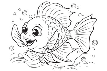 Coloring Pages for Kids, Fish Vector Coloring Pages