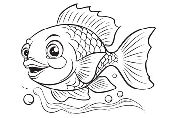 Coloring Pages for Kids, Fish Vector Coloring Pages