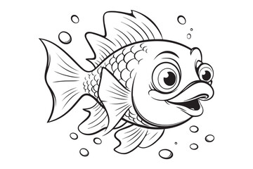 Coloring Pages for Kids, Fish Vector Coloring Pages