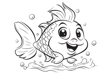 Coloring Pages for Kids, Fish Vector Coloring Pages