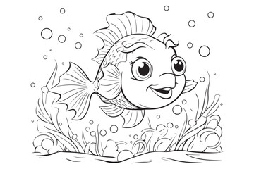 Coloring Pages for Kids, Fish Vector Coloring Pages