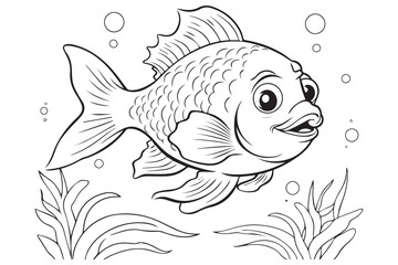 Coloring Pages for Kids, Fish Vector Coloring Pages