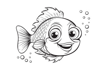 Coloring Pages for Kids, Fish Vector Coloring Pages