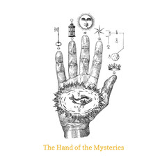 The Hand of the Mysteries, illustration in vector