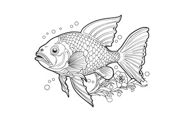 Coloring Pages for Kids, Fish Vector Coloring Pages