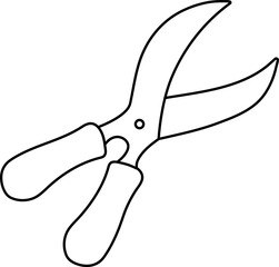 Garden shears, gardening tool. Vector illustration of garden element. Outline style.