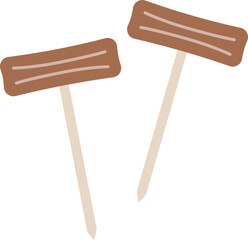 Wooden garden sign. Vector illustration of garden element in a flat style.   Illustration of garden elements.