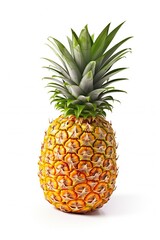 Portrait pineapple fruit isolated on white AI Generative