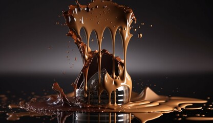 Chocolates dropping into liquid cacao chocolate Ai Generative