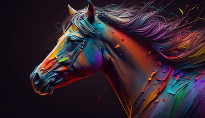 Obraz na płótnie Canvas Colorful painting of horse Generative Ai