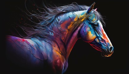 Colorful painting of horse Generative Ai