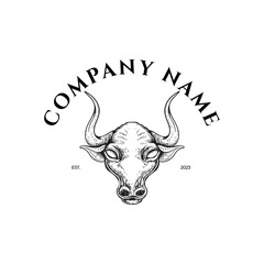 Bull black and white illustration