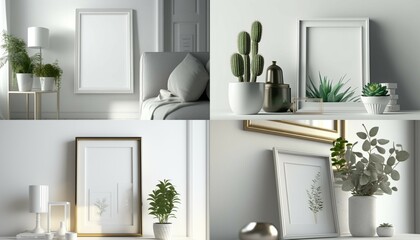 Mock up frame close up in home interior background Generative Ai