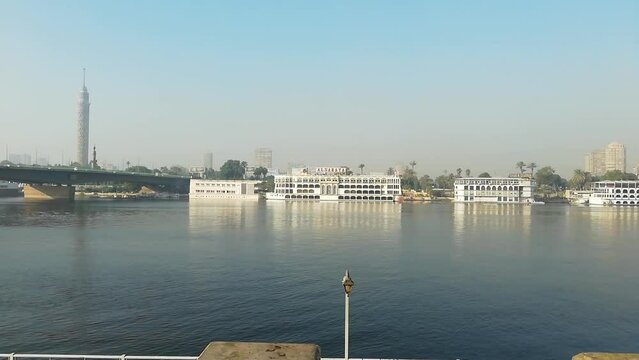 View of the Nile river in Cairo, Egypt.