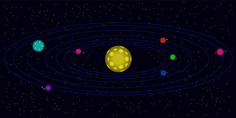 An abstract representation of an alien solar system
