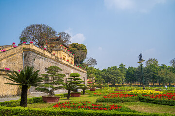 Panorama Central sector of Imperial Citadel of Thang Long,the cultural complex comprising the royal...