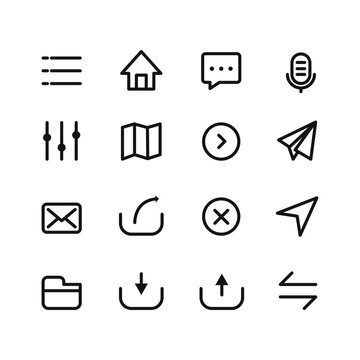 Simple icons for Web and Mobile.Wireframe style.