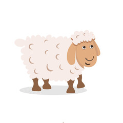 Cute sheep farm animal vector kids cartoon illustration in flat style. Farming animls sheeps for wool funny fluffy pets