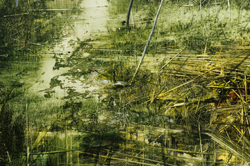 Paint on Canvas: Abstract Art in Black, Yellow and Green Hues - Background