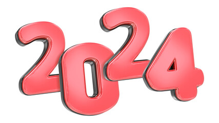 Happy New Year Number 2024 3D Render