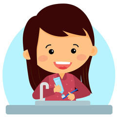 children with toothpaste