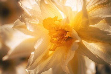 Portrait macro daffodil flower with light exposureAI Generative