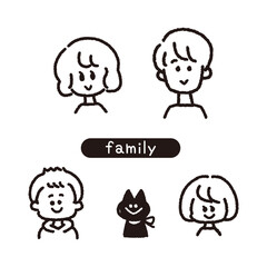 ゆるいシンプルタッチの家族顔アイコン（1色）