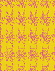 Background pattern of skull in pop art style