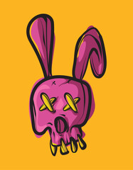 Illustration of Skull in pop art style