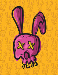 Illustration of Skull in pop art style