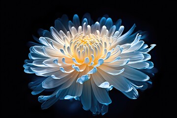 Portrait chrysanthemum flower isolated on black AI Generative