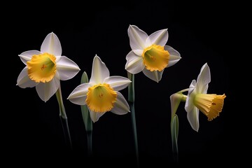 Portrait daffodil flower isolated on black AI Generative