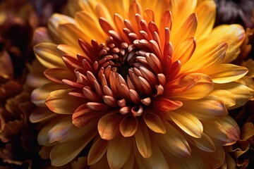 Portrait macro chrysanthemum with light exposure AI Generative 