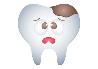 Obraz premium Decayed Tooth Cartoon Character