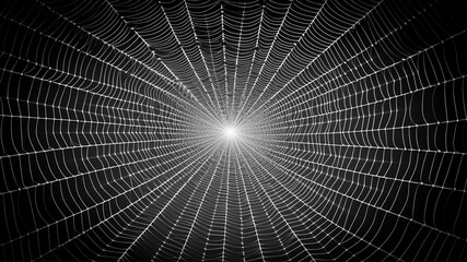 Intricate Spider Web Background. Delicate Artistry, Nature's Pattern, Black and White.