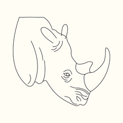 Continuous line art of wild rhinoceros.Vector illustrator.