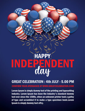 Happy 4th of July USA Independence Day new modern abstract waving flag blue red flyer design