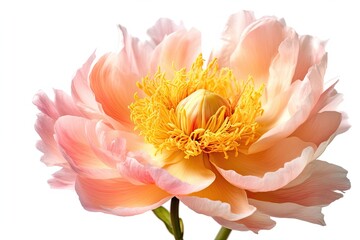 Portrait beautiful peony flower isolated on white AI Generative