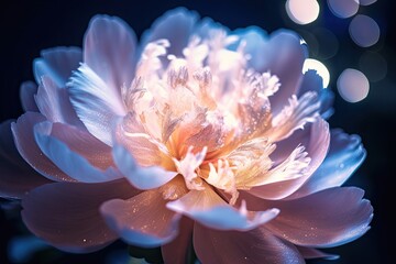 Portrait beautiful peony flower with light exposure AI Generative