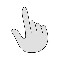 コンピュータのマウスカーソル、指差す、人間の右手、灰色